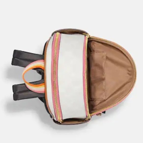 Coach Mini Court Backpack In Signature Canvas With Butterfly Chalk / Taffy Multi - Picture 3 of 16
